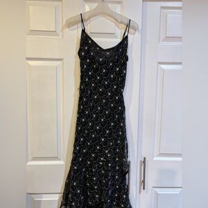 Vintage Betsey Johnson Black Floral Midi Dress